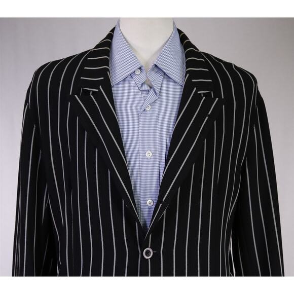 Armani Collezioni Mens Black Bold Striped Unstructed Boating Blazer Jacket 44R - Picture 3 of 9